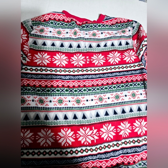 Red multi colored Christmas One Piece Pajama with pockets Size Men Large - Picture 2 of 8